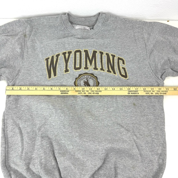 Vintage 90's Soffe University of Wyoming Cowboys Gray Crewneck Sweater - Picture 7 of 11